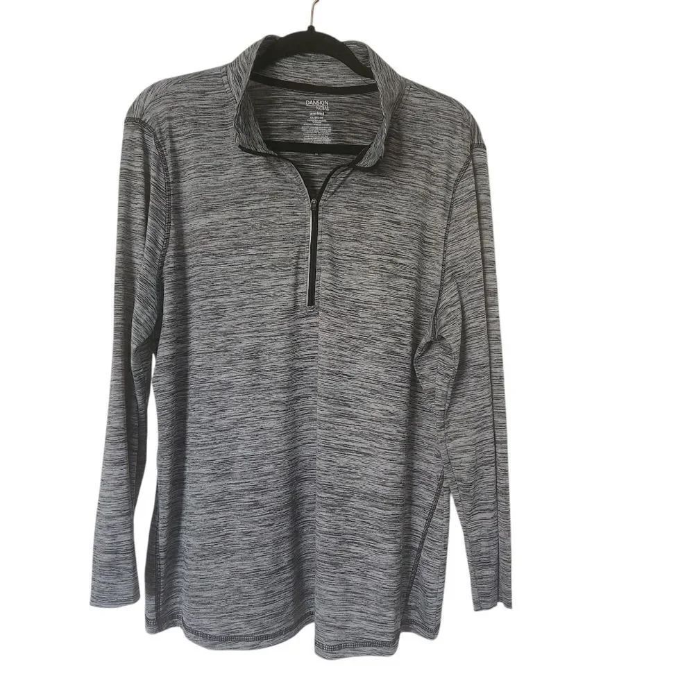 Danskin Now Womens Gray Semi-Fitted Quarter-Zip Pullover Longsleeve Size XXL